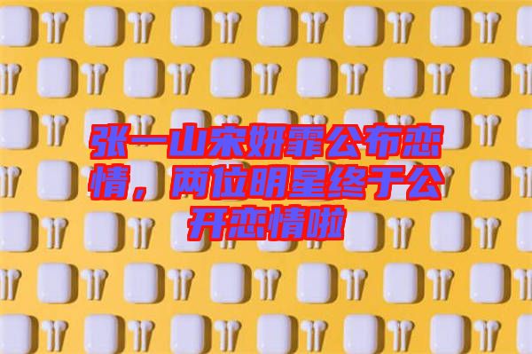 張一山宋妍霏公布戀情，兩位明星終于公開戀情啦