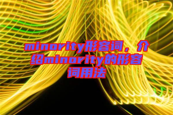 minority形容詞，介紹minority的形容詞用法