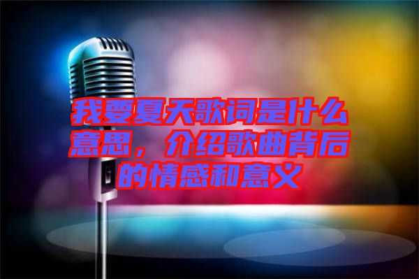 我要夏天歌詞是什么意思，介紹歌曲背后的情感和意義