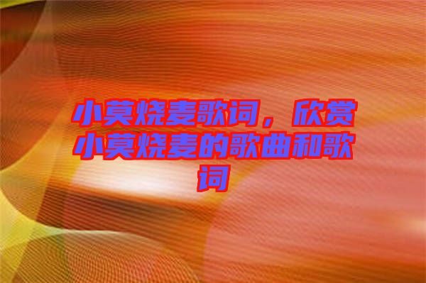 小莫燒麥歌詞，欣賞小莫燒麥的歌曲和歌詞