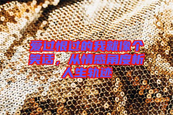 愛過恨過的我就像個笑話，從情感角度析人生軌跡