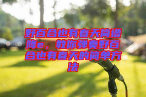野百合也有春天簡譜降e，教你彈奏野百合也有春天的簡單方法