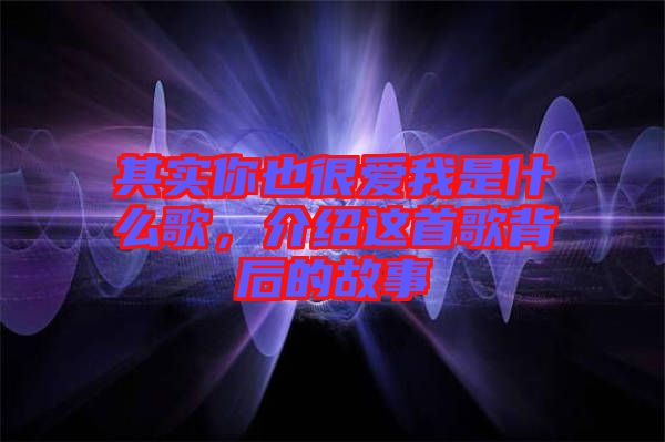 其實(shí)你也很愛我是什么歌，介紹這首歌背后的故事