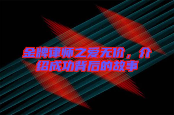 金牌律師之愛無價，介紹成功背后的故事
