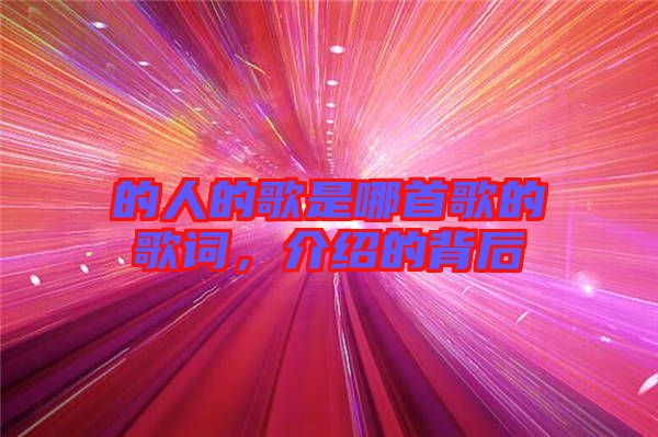 的人的歌是哪首歌的歌詞，介紹的背后