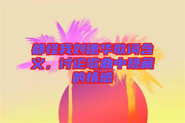 都怪我劉德華歌詞含義，討論歌曲中隱藏的情感