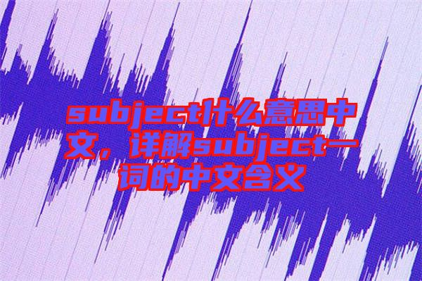 subject什么意思中文，詳解subject一詞的中文含義