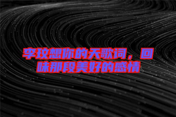 李玟想你的天歌詞，回味那段美好的感情