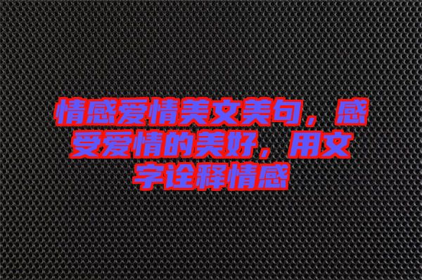情感愛情美文美句，感受愛情的美好，用文字詮釋情感