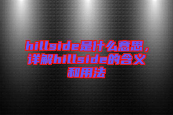 hillside是什么意思，詳解hillside的含義和用法