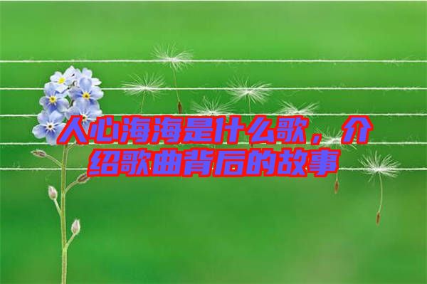 人心海海是什么歌，介紹歌曲背后的故事