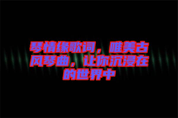 琴情緣歌詞，唯美古風(fēng)琴曲，讓你沉浸在的世界中