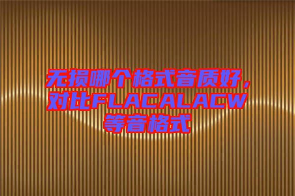 無損哪個(gè)格式音質(zhì)好，對比FLACALACW等音格式