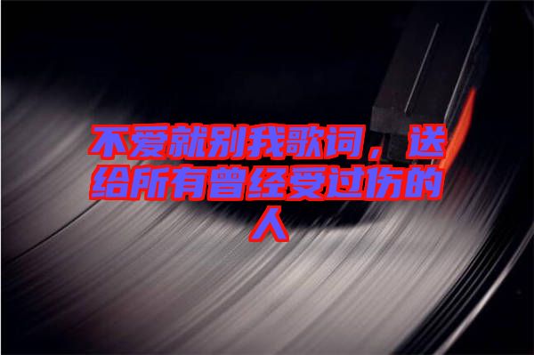 不愛(ài)就別我歌詞，送給所有曾經(jīng)受過(guò)傷的人