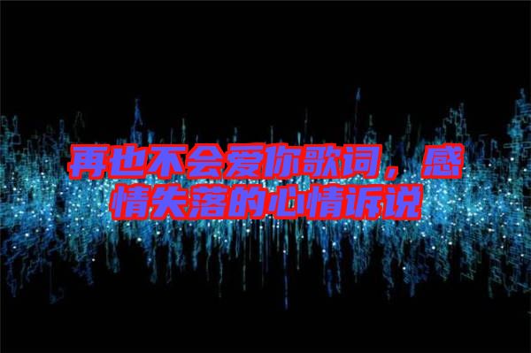 再也不會(huì)愛你歌詞，感情失落的心情訴說