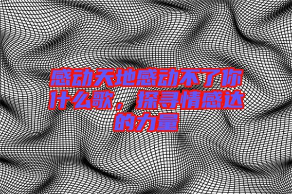 感動天地感動不了你什么歌，探尋情感達(dá)的力量