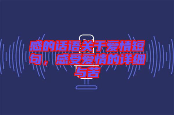 感的話語(yǔ)關(guān)于愛(ài)情短句，感受愛(ài)情的詳細(xì)與苦