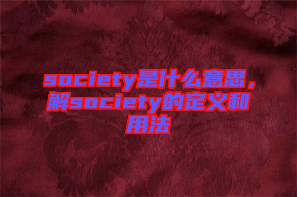 society是什么意思，解society的定義和用法