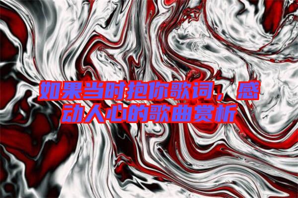 如果當(dāng)時(shí)抱你歌詞，感動人心的歌曲賞析