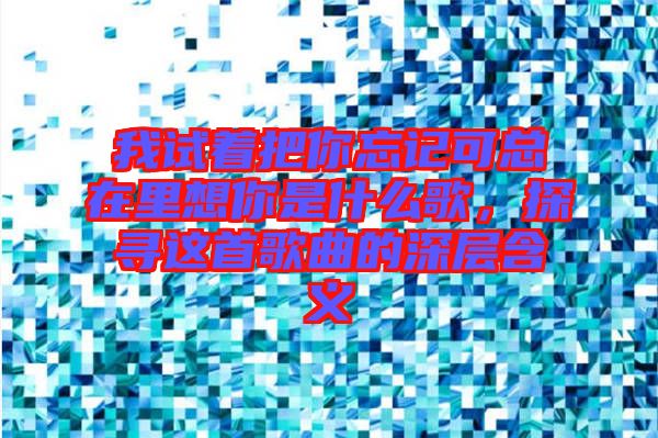 我試著把你忘記可總在里想你是什么歌，探尋這首歌曲的深層含義