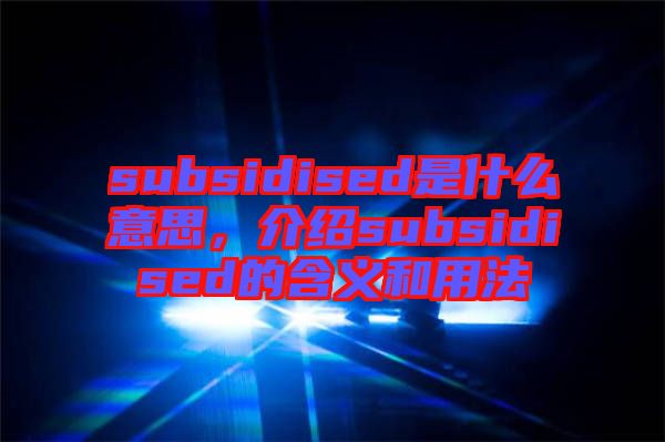 subsidised是什么意思，介紹subsidised的含義和用法