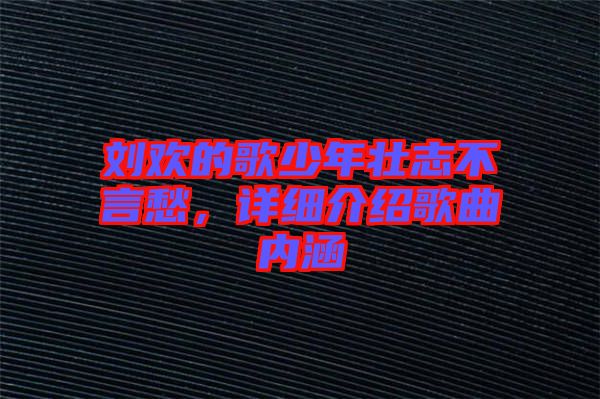 劉歡的歌少年壯志不言愁，詳細介紹歌曲內(nèi)涵