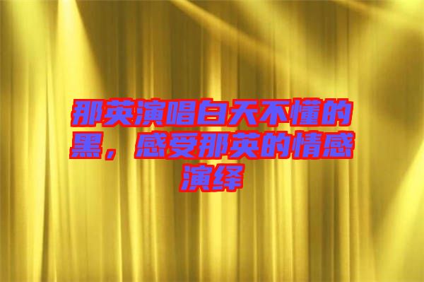 那英演唱白天不懂的黑，感受那英的情感演繹