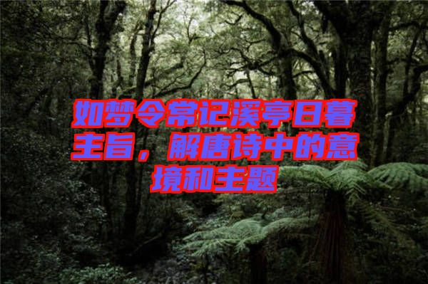 如夢(mèng)令常記溪亭日暮主旨，解唐詩中的意境和主題