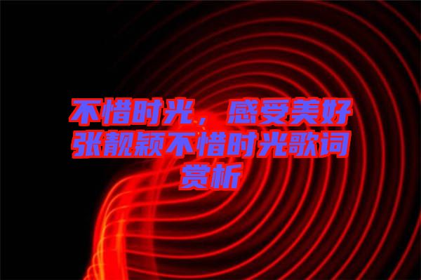不惜時(shí)光，感受美好張靚穎不惜時(shí)光歌詞賞析