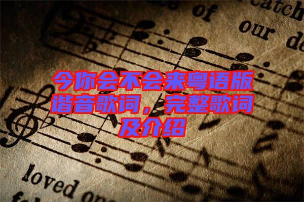 今你會不會來粵語版諧音歌詞，完整歌詞及介紹