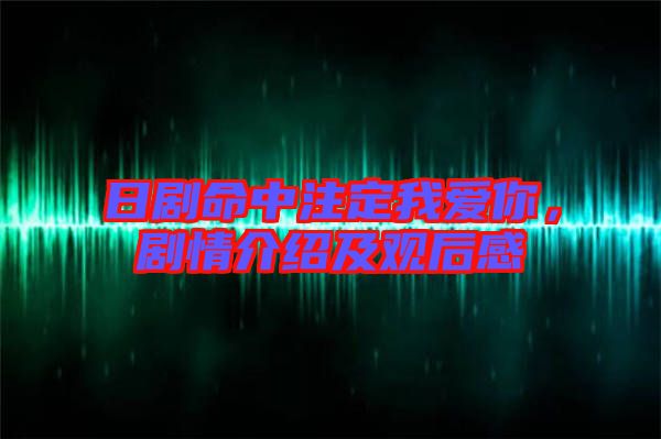 日劇命中注定我愛(ài)你，劇情介紹及觀后感