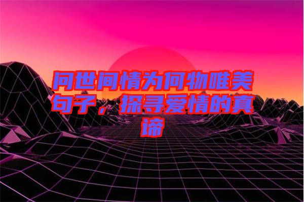 問(wèn)世間情為何物唯美句子，探尋愛(ài)情的真諦