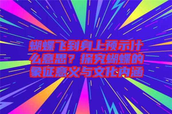 蝴蝶飛到身上預示什么意思？探究蝴蝶的象征意義與文化內(nèi)涵