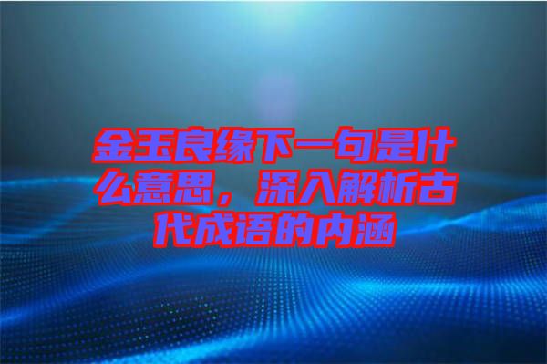 金玉良緣下一句是什么意思，深入解析古代成語的內(nèi)涵