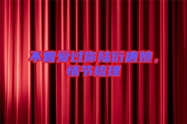不曾愛過你陸衍唐婉，情節(jié)梳理