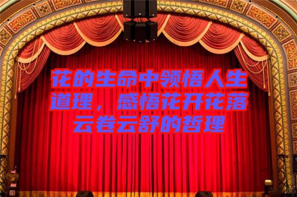 花的生命中領(lǐng)悟人生道理，感悟花開花落云卷云舒的哲理