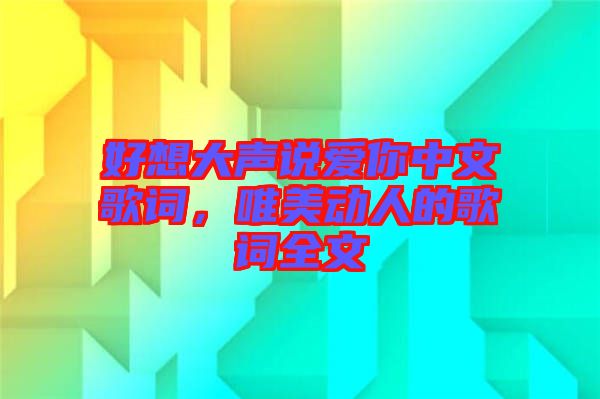 好想大聲說愛你中文歌詞，唯美動人的歌詞全文