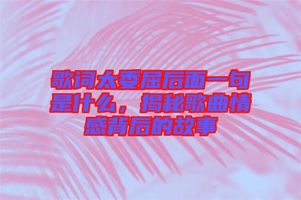 歌詞太委屈后面一句是什么，揭秘歌曲情感背后的故事