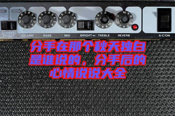 分手在那個(gè)秋天獨(dú)白是誰說的，分手后的心情說說大全