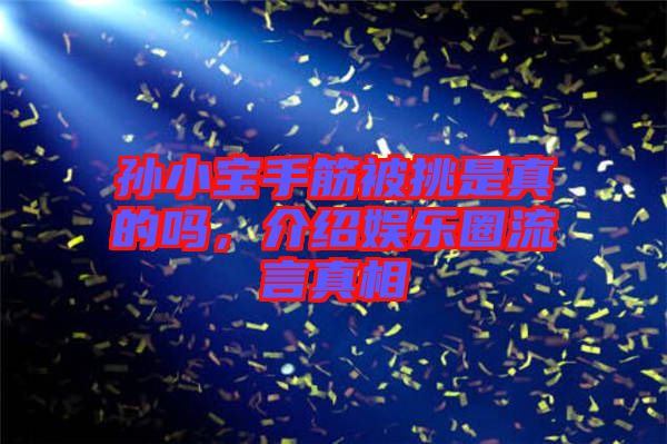 孫小寶手筋被挑是真的嗎，介紹娛樂圈流言真相