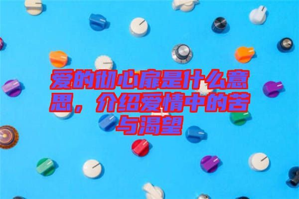 愛的徹心扉是什么意思，介紹愛情中的苦與渴望
