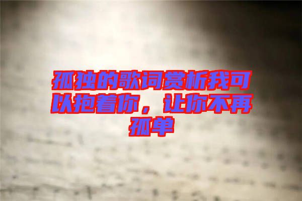 孤獨(dú)的歌詞賞析我可以抱著你，讓你不再孤單