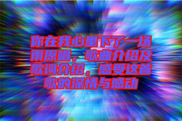 你在我心里下了一場雨原唱，歌曲介紹及歌詞介紹，感受這首歌的深情與感動