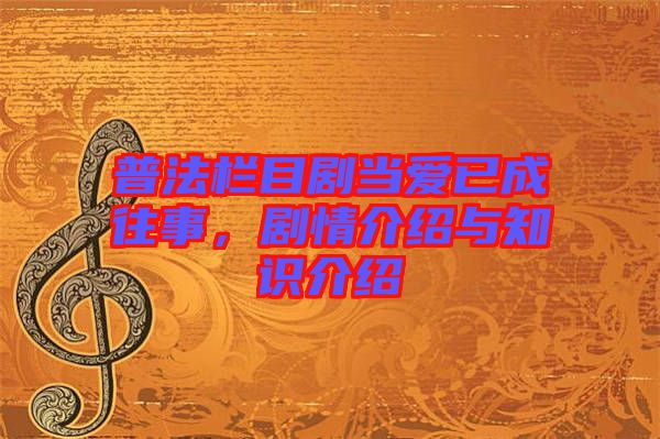 普法欄目劇當(dāng)愛已成往事，劇情介紹與知識介紹