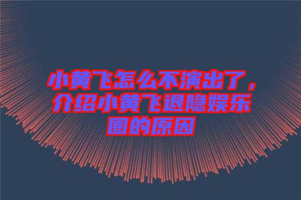 小黃飛怎么不演出了，介紹小黃飛退隱娛樂(lè)圈的原因