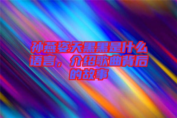 孫燕姿天黑黑是什么語言，介紹歌曲背后的故事