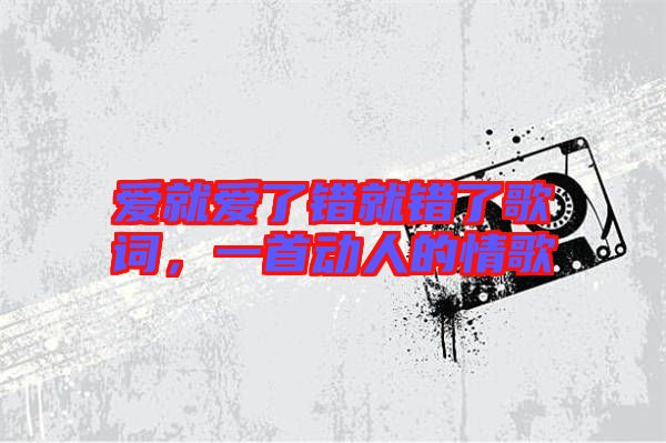 愛就愛了錯就錯了歌詞，一首動人的情歌