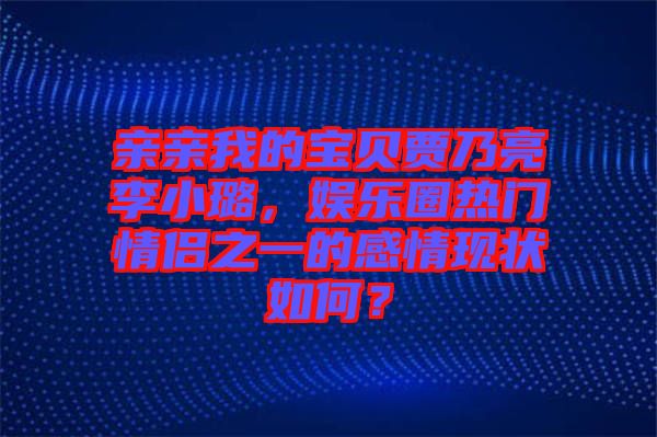 親親我的寶貝賈乃亮李小璐，娛樂圈熱門情侶之一的感情現(xiàn)狀如何？