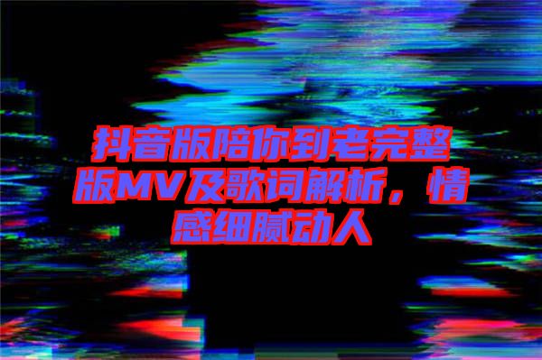 抖音版陪你到老完整版MV及歌詞解析，情感細(xì)膩動(dòng)人