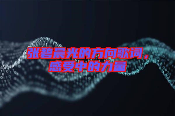 張碧晨光的方向歌詞，感受中的力量